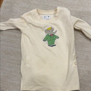 Cream Kids Shirt with Elephant Design